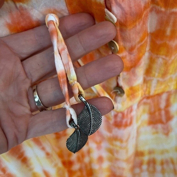 Pineapples Orange Tie Dye Maxi Dress Fairy Beachy Boho Size L Flowy Long - Picture 3 of 7